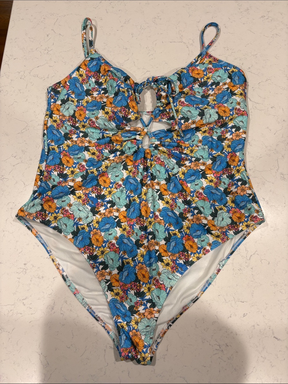 Cupshe Blue Multi Floral One-Piece Swimsuit